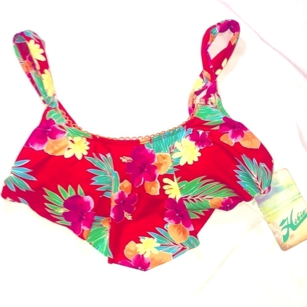 Hobie red floral bikini top new with tags Small